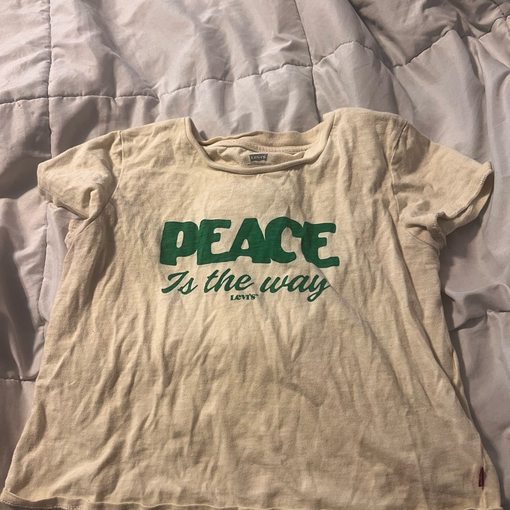 Levi's Cream and Green Short Sleeve Tee